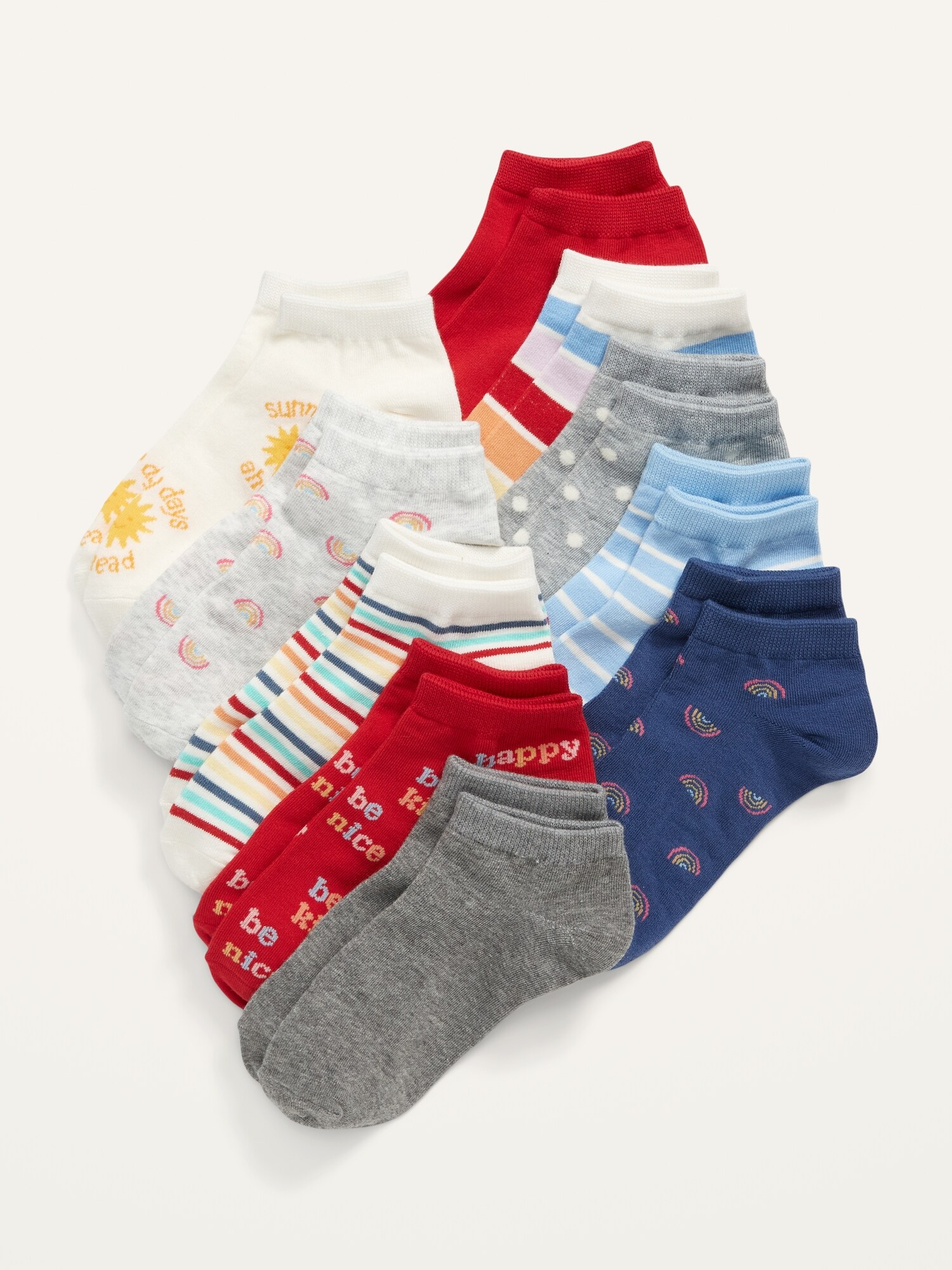 Printed 10-Pack Ankle Socks for Girls