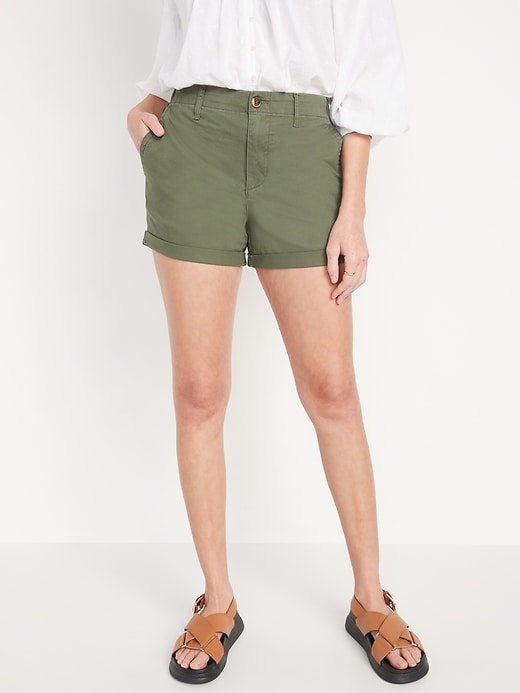 Image number 1 showing, High-Waisted OGC Pull-On Chino Shorts for Women -- 3.5-inch inseam