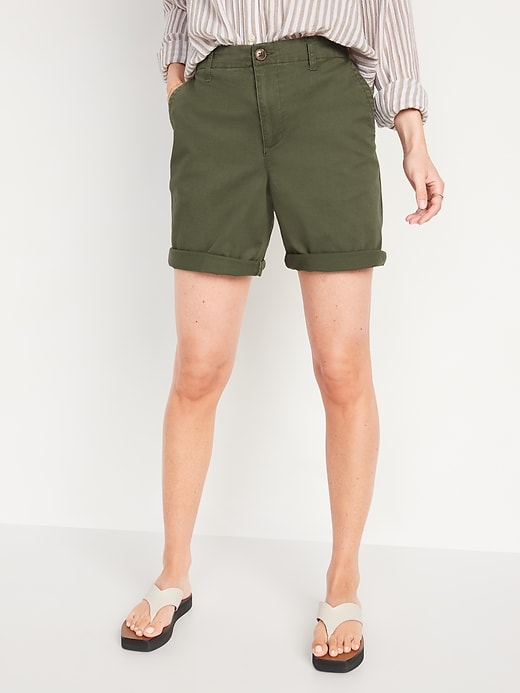 Image number 1 showing, High-Waisted OGC Chino Shorts for Women -- 7-inch inseam