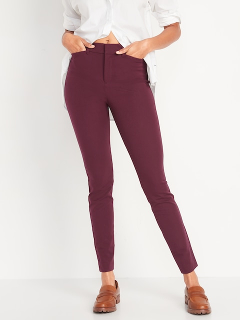 High-Waisted Pixie Skinny Ankle Pants - Red