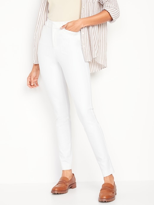 Image number 1 showing, High-Waisted White Pixie Skinny Ankle Pants for Women