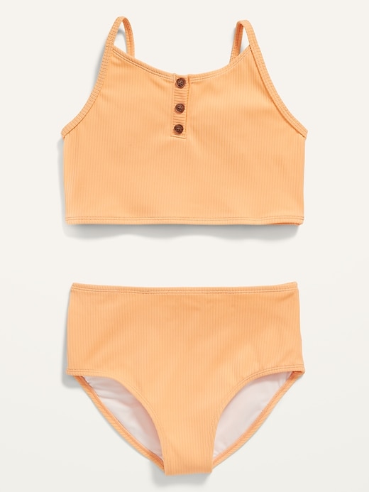 View large product image 1 of 2. Rib-Knit Henley Tankini Swim Set for Girls