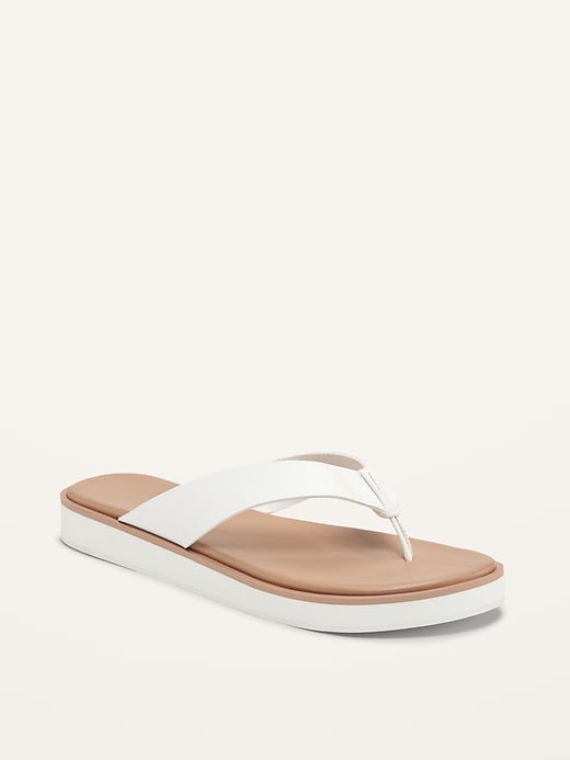 Faux Leather Flip Flop Sandals for Women Old Navy