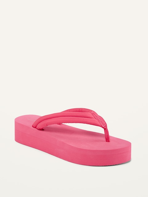 Puffy Nylon Strap Sugarcane-Blend Platform Flip-Flops (Partially Plant-Based)
