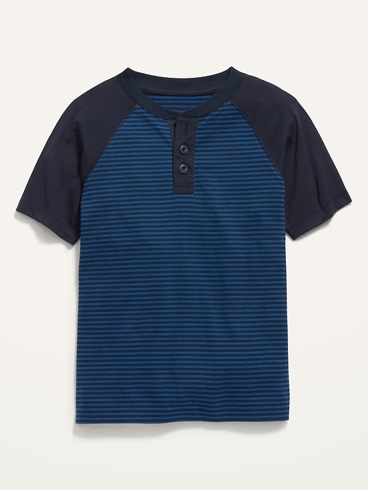 View large product image 1 of 2. Striped Short-Sleeve Henley T-Shirt for Boys