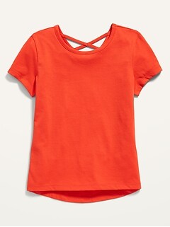 Short-Sleeve Softest Lattice-Back T-Shirt for Girls