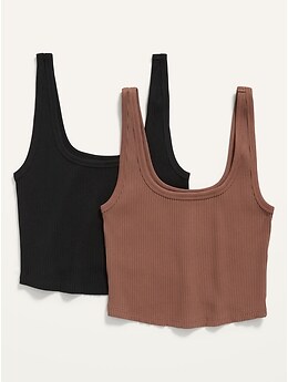 Camisole ultra-courte ajustée en tricot côtelé pour Femme (paquet de 2)