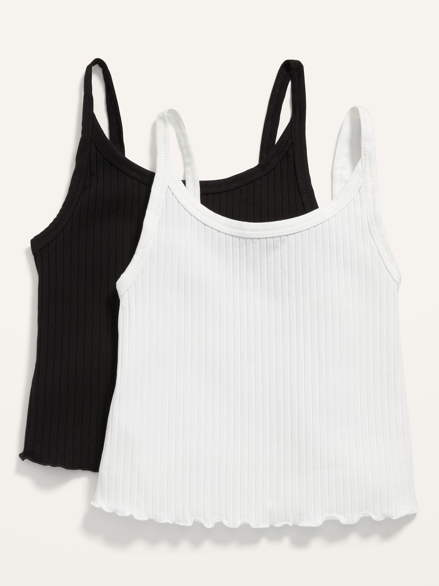 Old Navy Fitted Cropped Rib-Knit Cami Top 2-Pack for Women black. 1