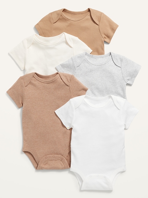 View large product image 1 of 2. Unisex Short-Sleeve Bodysuit 5-Pack for Baby