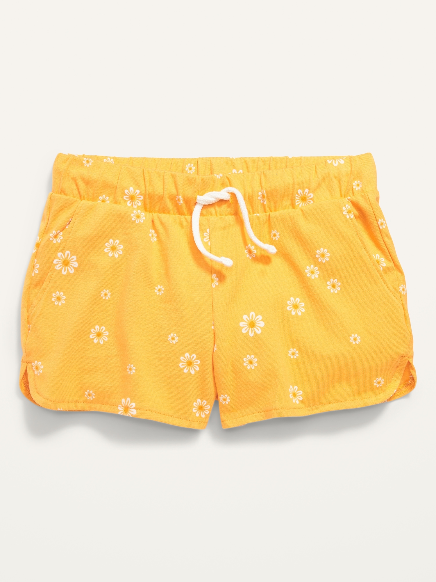 Old Navy Printed Jersey-Knit Dolphin-Hem Cheer Shorts for Girls yellow. 1