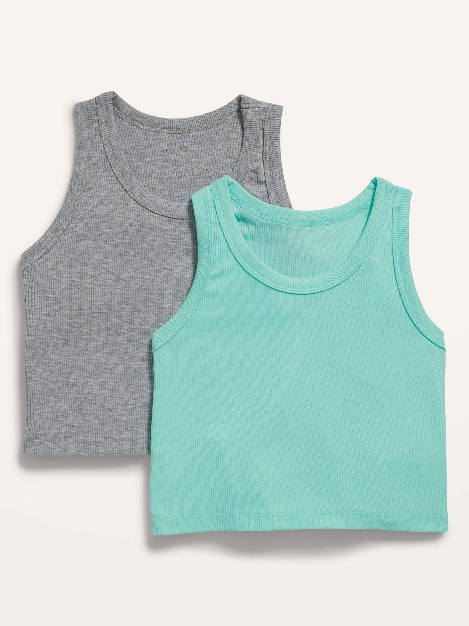 Old Navy Cropped UltraLite Rib-Knit Performance Tank 2-Pack for Girls gray. 1