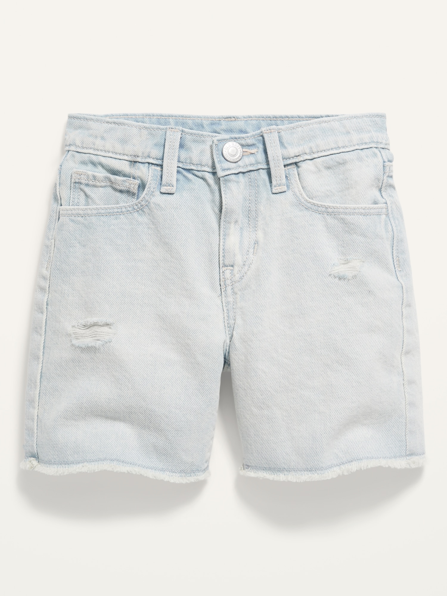 Slouchy Straight Ripped Jean Cut-Off Midi Shorts for Toddler Girls