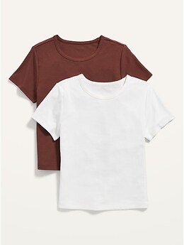T-shirt court en tricot côtelé pour Femme, paquet de 2