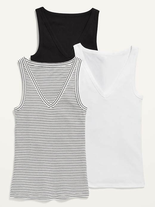 View large product image 1 of 1. First Layer Rib-Knit V-Neck Tank Tops 3-Pack for Women