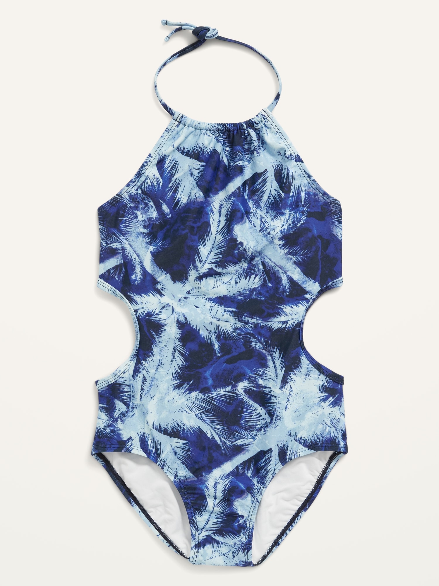 Printed Halter Side-Cutout One-Piece Swimsuit for Girls | Old Navy
