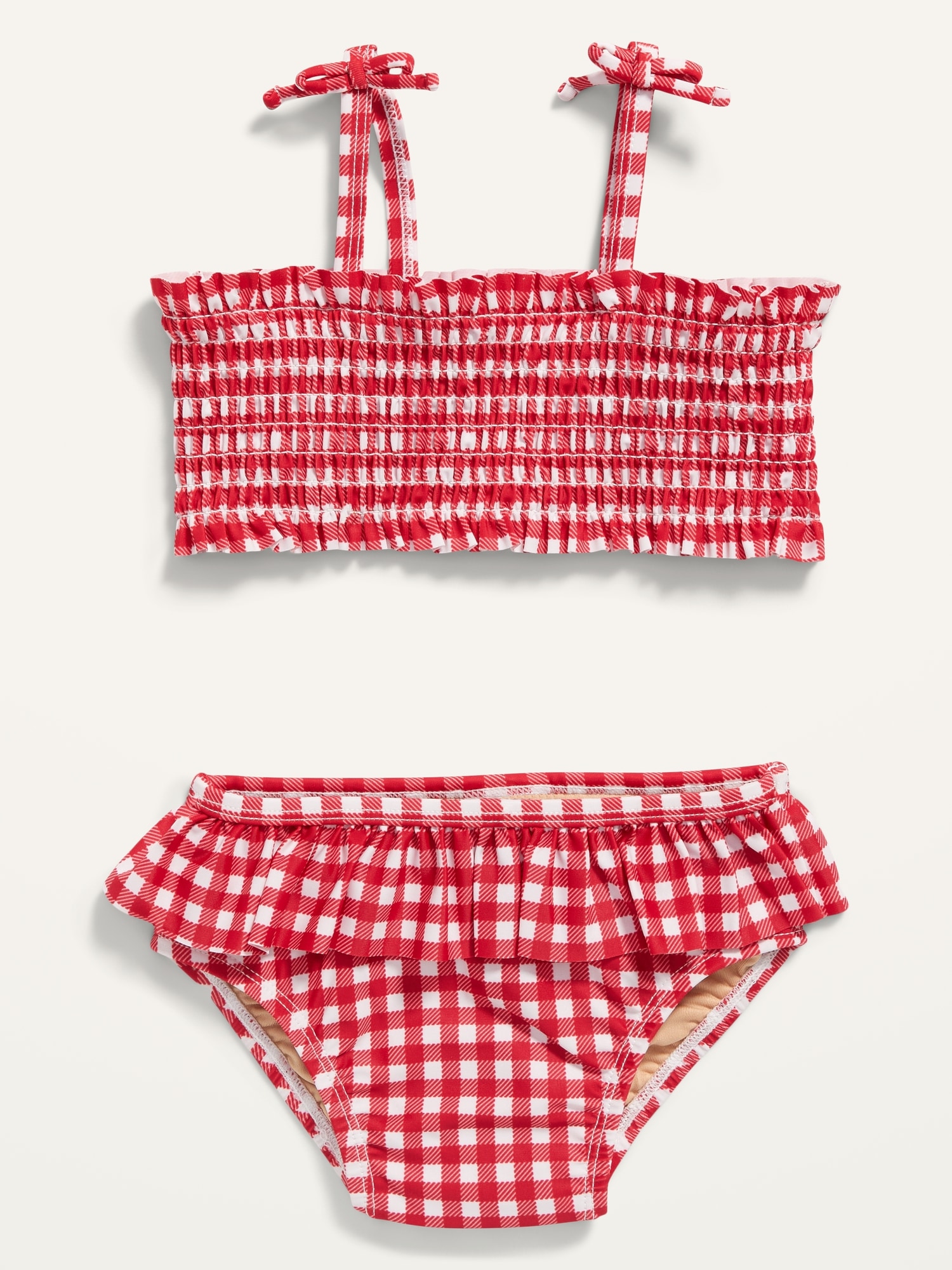 Old Navy 2-Piece Smocked Bikini Swim Set for Baby red. 1