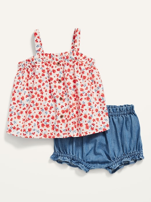 Sleeveless Button-Front Cami Top and Bloomers Set for Baby