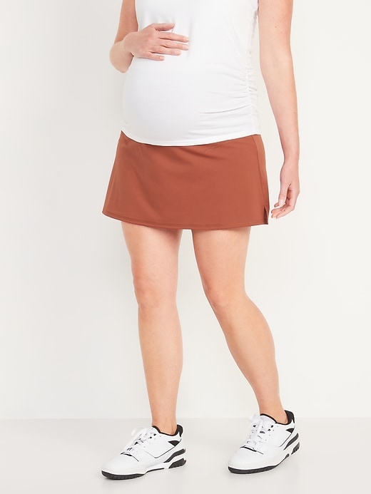 View large product image 1 of 1. Maternity Rollover-Waist PowerSoft Skort