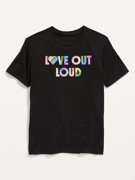 View large product image 1 of 2. Gender-Neutral Matching Pride T-Shirt for Kids