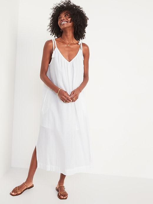 Image number 1 showing, Sleeveless Tie-Shoulder All-Day Maxi Swing Dress for Women