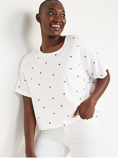 Short-Sleeve Cropped Canada Printed T-Shirt for Women