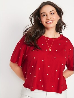 Short-Sleeve Cropped Canada Printed T-Shirt for Women