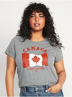 2022 Canada Flag Graphic T-Shirt for Women