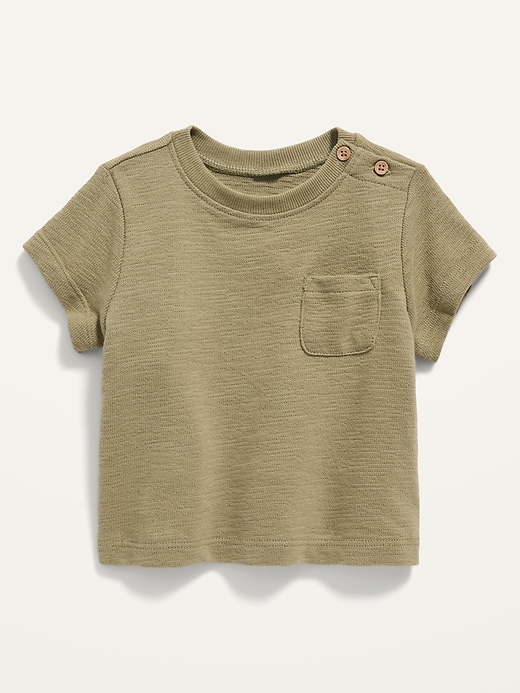 Voir une image plus grande du produit 1 de 2. T-shirt en tricot texturé avec poche sur la poitrine unisexe pour Bébé