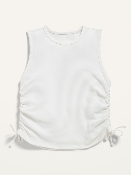 Voir une image plus grande du produit 1 de 1. Camisole en tricot côtelé à encolure haute et taille ruchée pour Fille