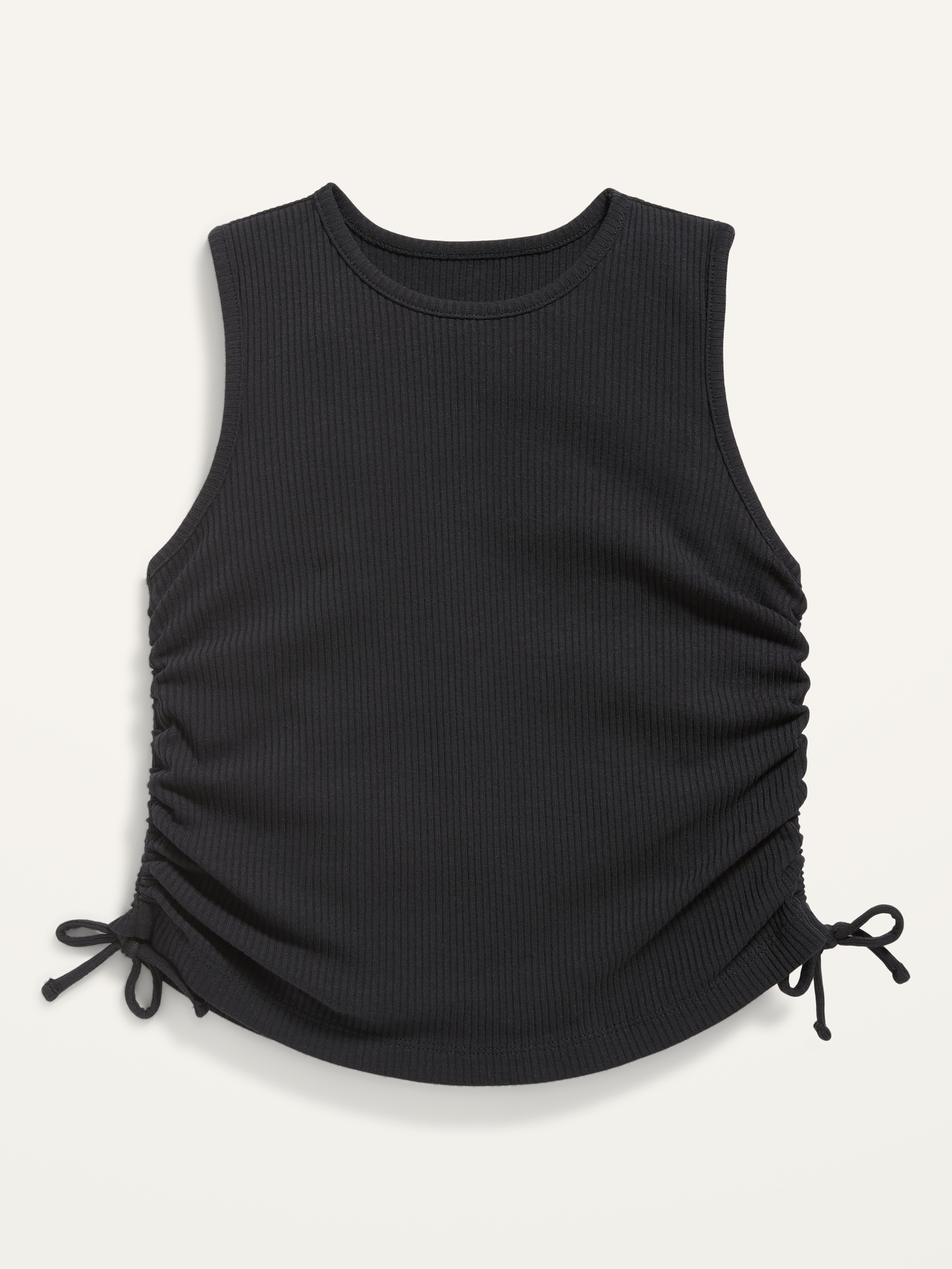 Old Navy Rib-Knit High-Neck Cinch-Tie Tank Top for Girls black. 1