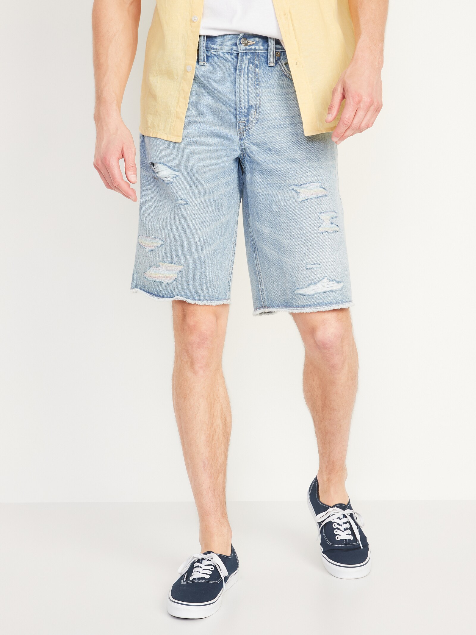 Non-Stretch Rainbow Cut-Off Jean Shorts 
