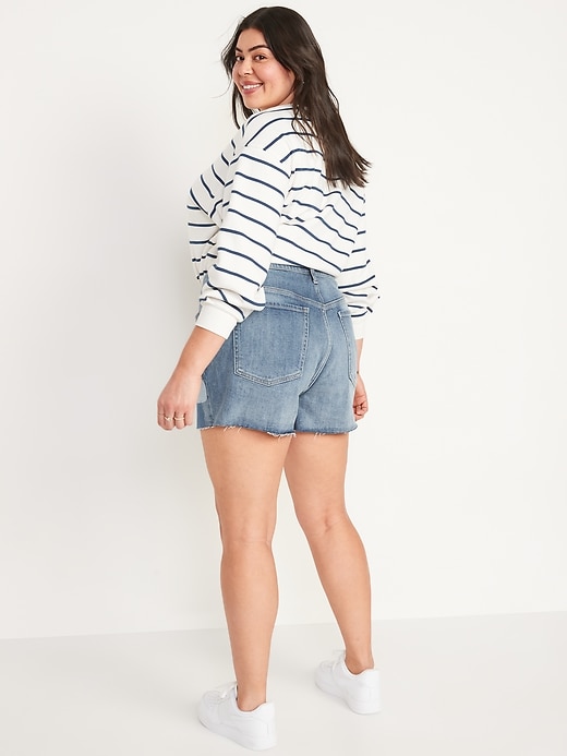Image number 8 showing, High-Waisted O.G. Straight Patchwork Cut-Off Jean Shorts for Women -- 3-inch inseam