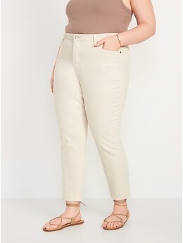 High-Waisted Button-Fly O.G. Straight White Ankle Jeans for Women