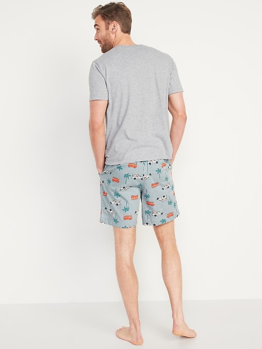 Printed Poplin Pajama Shorts for Men -- 7-inch inseam