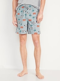 printed poplin pajama shorts for women