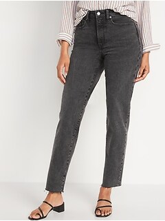 High-Waisted O.G. Loose Dark Gray Cut-Off Jeans for Women
