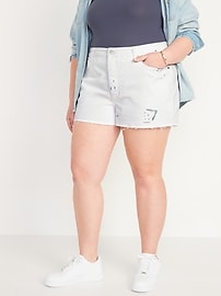 High-Waisted Button-Fly OG Straight Paint-Splatter Cut-Off Shorts for Women -- 3-inch inseam
