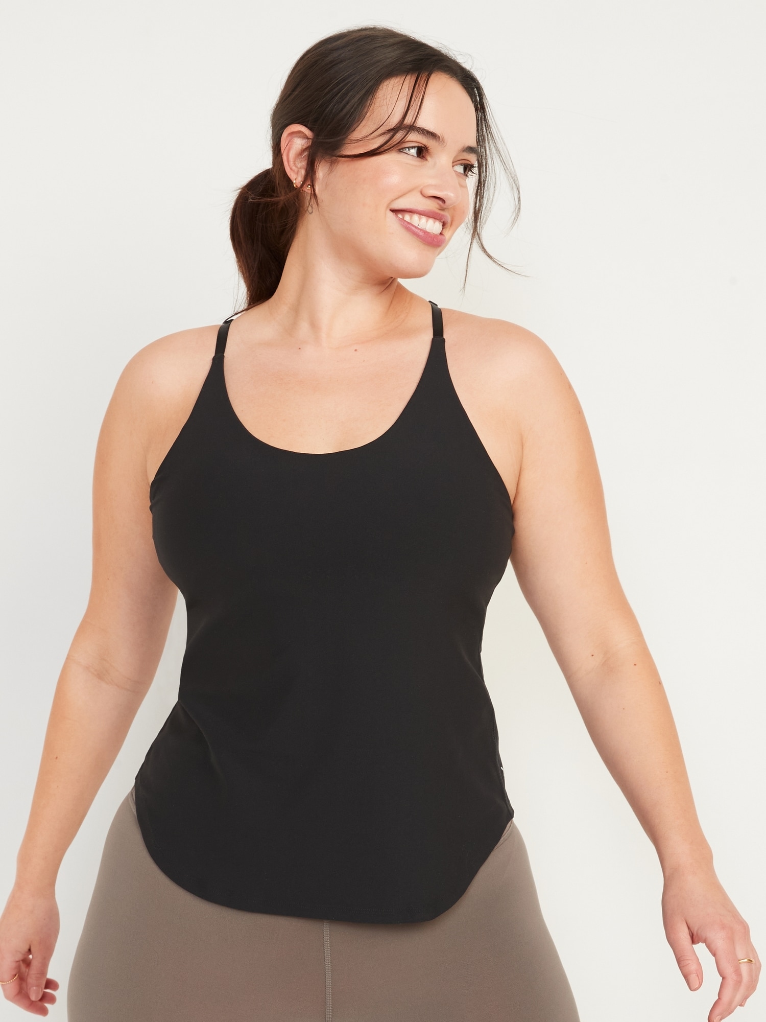 Cotton Undershirt for Women Tank Tops with Built-in Shelf Bra Racerback Workout  Yoga Top with Shelf Bra 