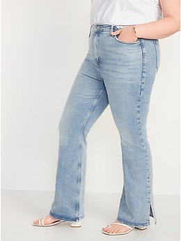 Higher High-Waisted Side-Slit Flare Jeans for Women