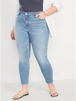 Mid-Rise Rockstar Cut-Off Super-Skinny Ankle Jeans for Women