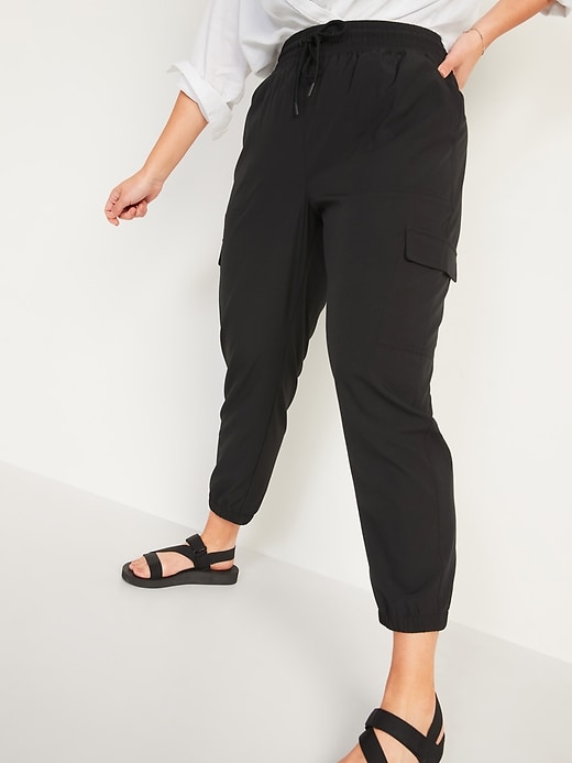 Image number 5 showing, High-Waisted StretchTech Cargo Jogger Pants for Women