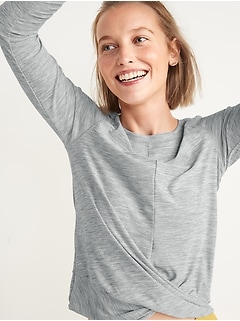 Relaxed Breathe ON Twist-Hem Cropped Top for Women
