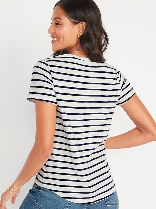 Image number 2 showing, EveryWear Striped Slub-Knit V-Neck T-Shirt for Women