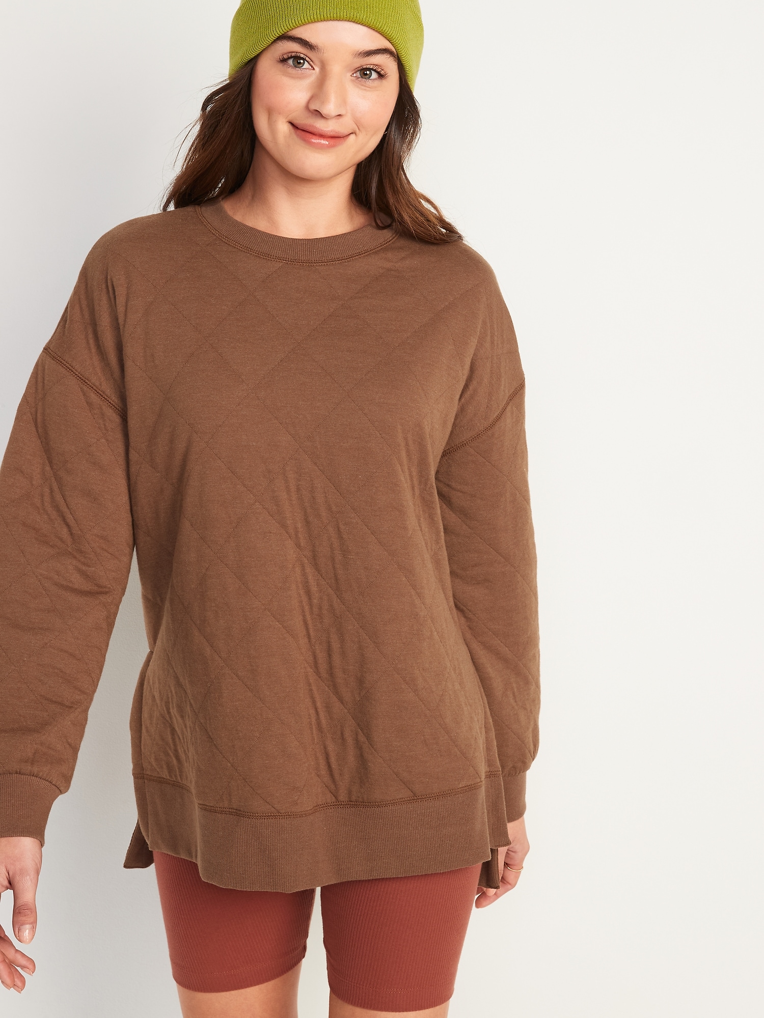 Long-Sleeve Vintage Quilted Tunic Sweatshirt for Women | Old Navy