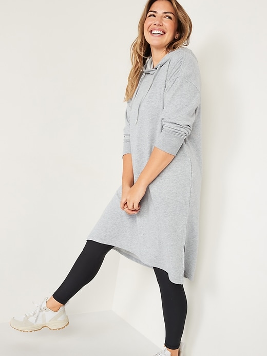 Image number 5 showing, Loose Hooded Sweatshirt Shift Dress for Women