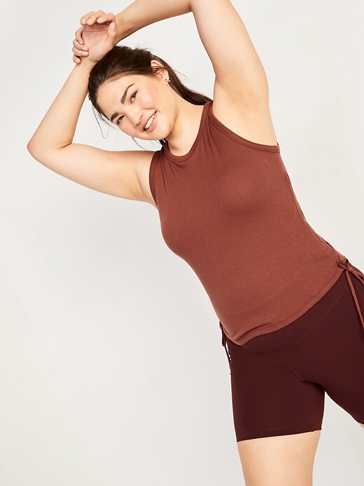 Image number 5 showing, UltraLite Rib-Knit Side-Cinch Cropped Tank Top for Women