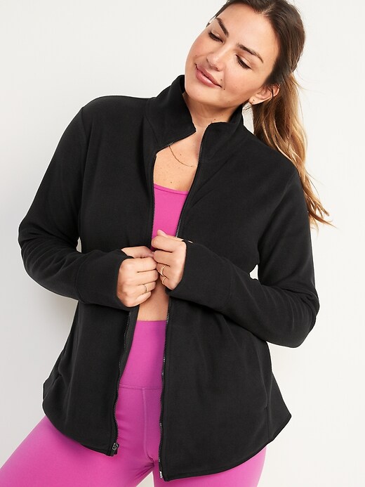 Image number 5 showing, Microfleece Mock-Neck Zip-Front Jacket