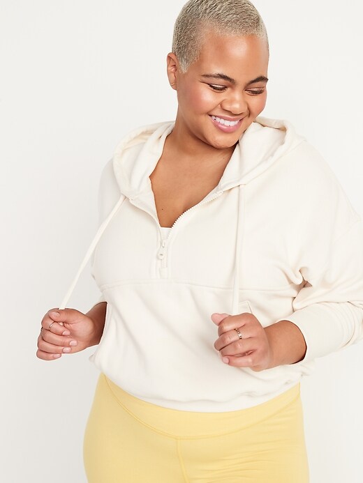 Image number 5 showing, Loose Cropped Quarter-Zip Hoodie for Women