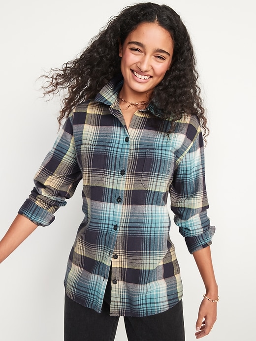 Image number 1 showing, Oversized Plaid Boyfriend Shirt for Women