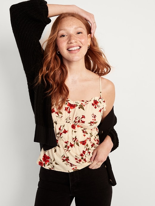 Image number 1 showing, Smocked Floral Cami Peplum Top for Women